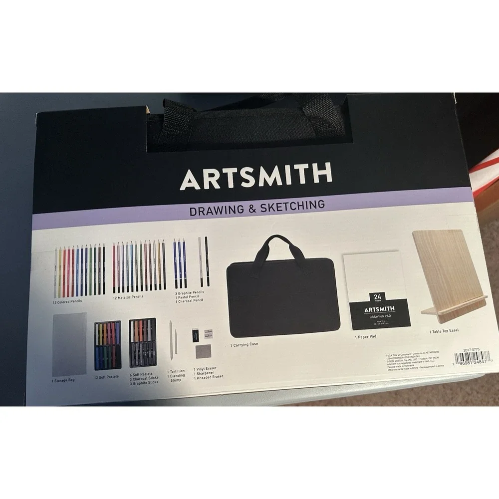 Artsmith 62 piece Drawing & Sketching Art Set with Travel Case pastels